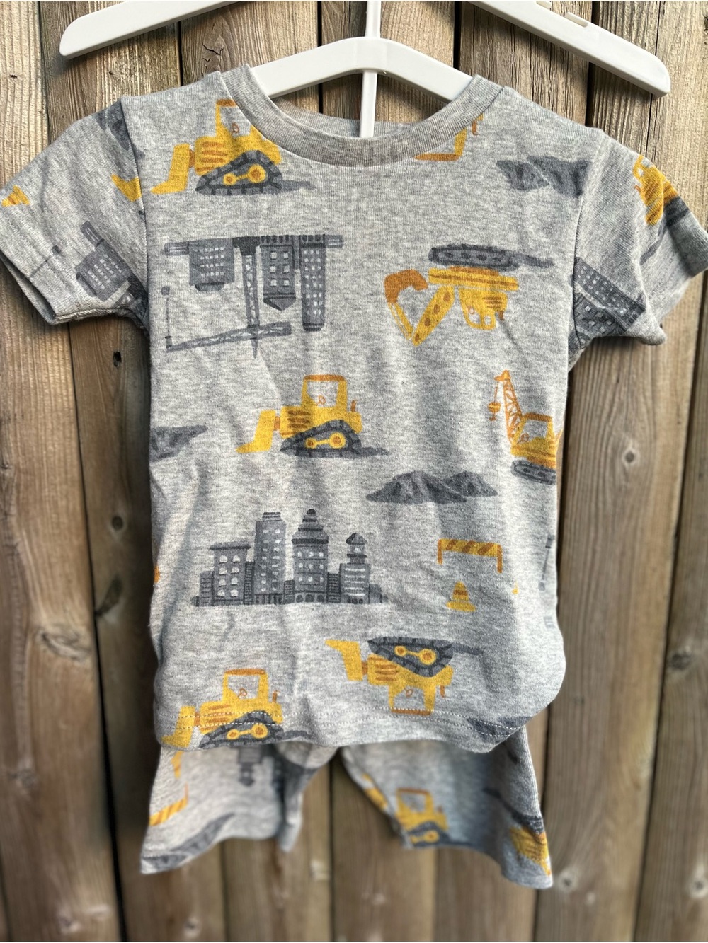 Carter's Gray Tee with Yellow Construction Print